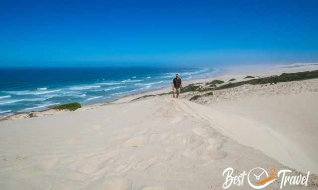 The white sand dunes and the endless beach