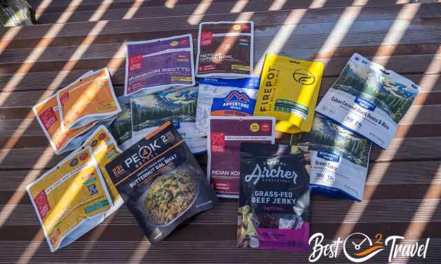 Dehydrated Food different companies and meals