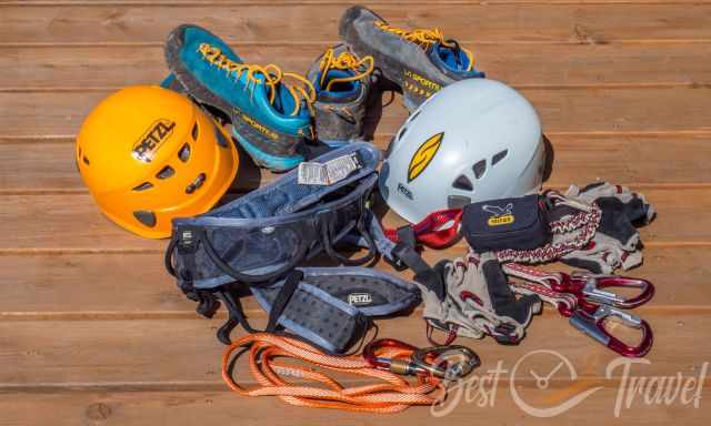 Our climbing gear from helmet to harnish and shoes