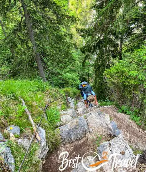 I am climbing down on the alpine path 