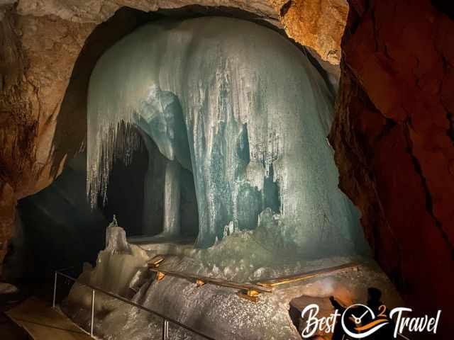 An illuminated elephant ice sculpture