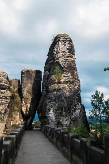 The last part of the Bastei Bridge early morning without the crowds