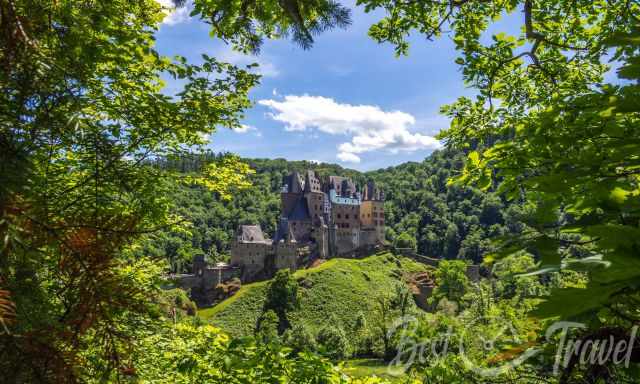 View to Eltz Castle from the main walking path