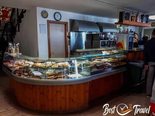 A snack bar with a huge variety at Etna.