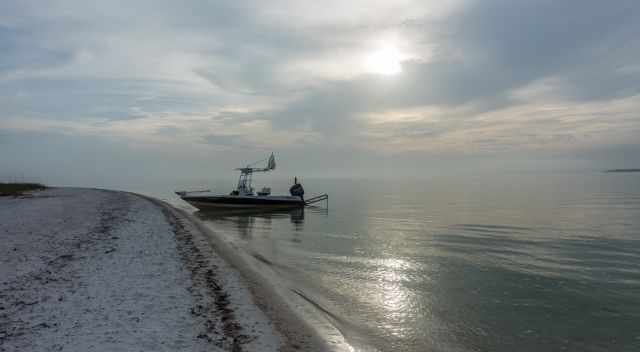 Boat Tour in the Gulf of Mexico - boat at a remote beach