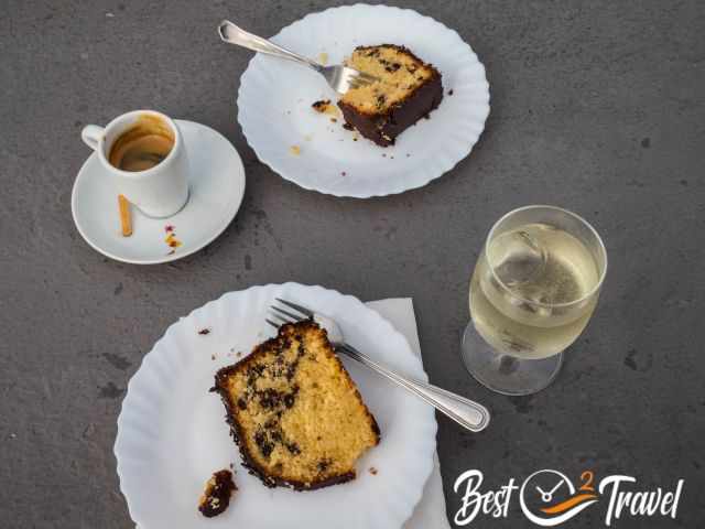 Homemade cake and coffee