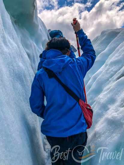 The guided tour is walking through Franz Josef Glacier