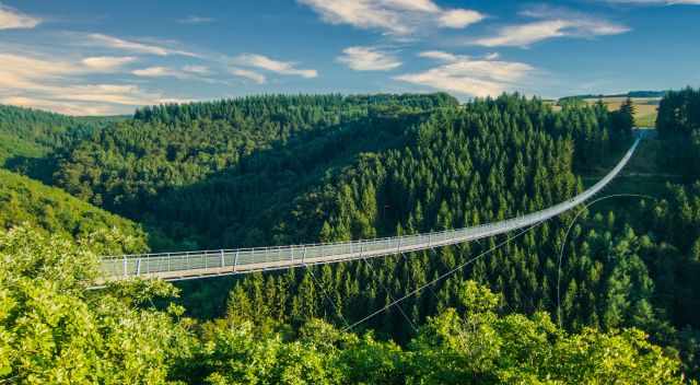 Geierlay suspensionbridge on a sunny day in summer