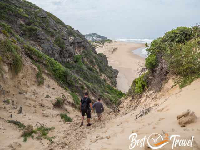 The descent from the clifftop walk to Myoli Beach.