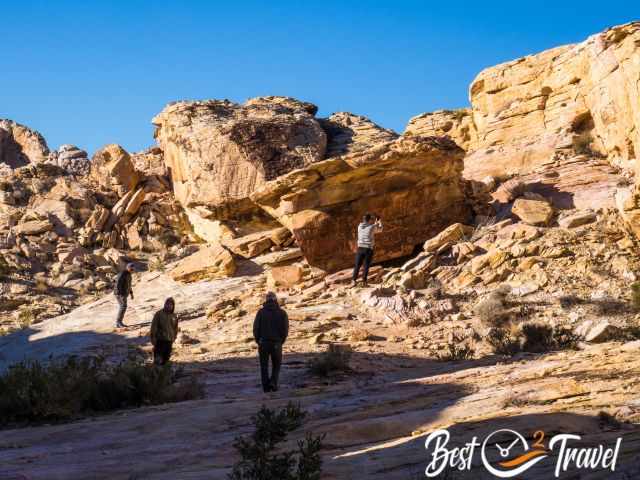 A party of four at Newspaper Rock