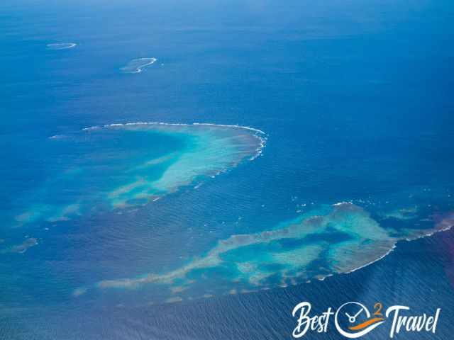 Two reefs from an airplane