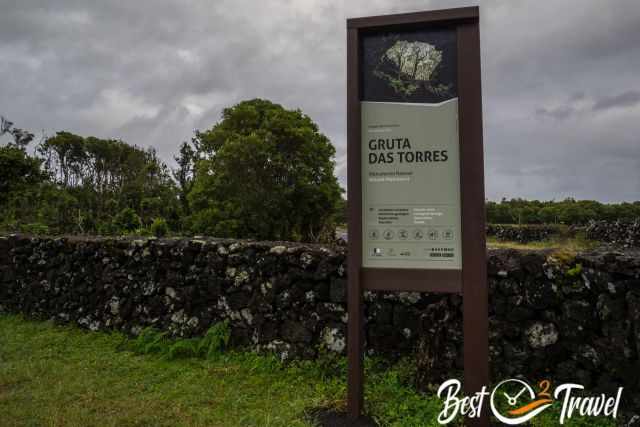 Information sign at the parking for the cave