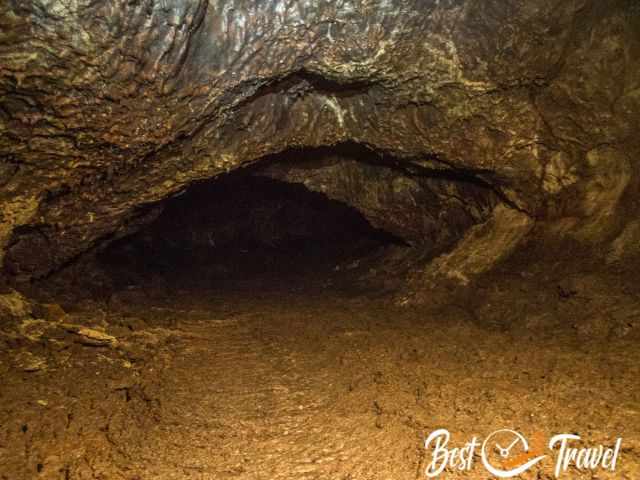 You can see the different layers of the lava tubes at this specific area.