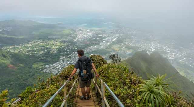 My husband on the Haiku Stairs