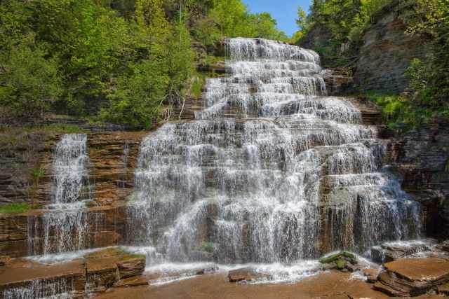 The cascading nearby Hector Falls