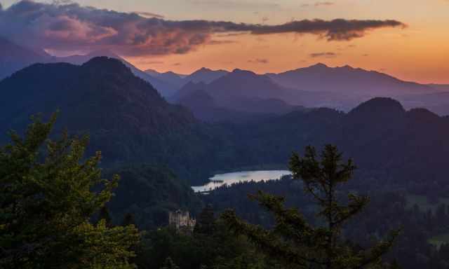 Hohenschwangau and the Allgäu Alps in the back