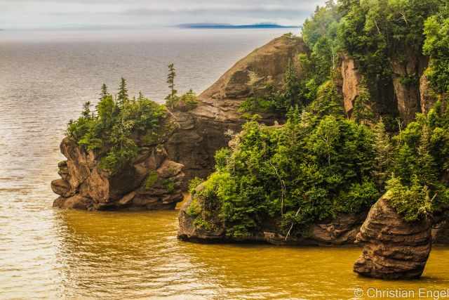 The brown muddy water in the Bay of Fundy