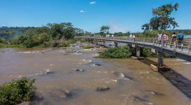 Boardwalk above the Iguazu River along the Falls