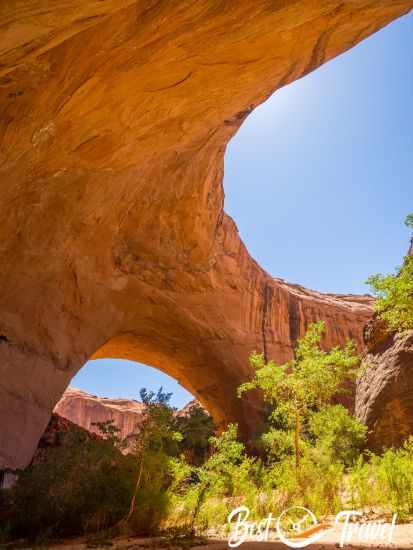 The two Arches with an orange light in the shade at Jacob Hamblin