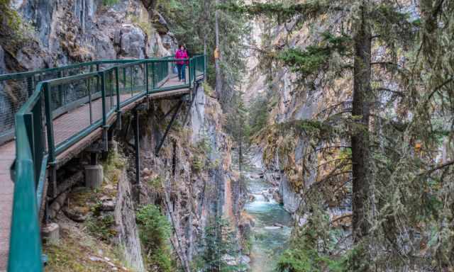 The catwalk in Johnston Canyon above Johnston Creek