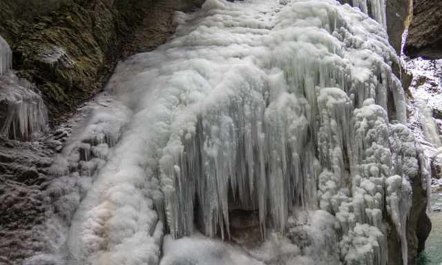 Icicles in Johnston Canyon in winter