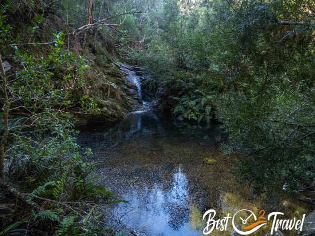 The pool and waterfall at the end of the Jubilee creek walk.