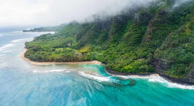 View to the Kalalau Trail from the helicopter