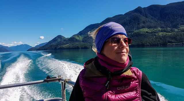 Boat ride in Knight Inlet with warm clothes