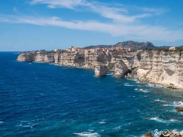 The cliffs of Bonifacio in bright sunshine.