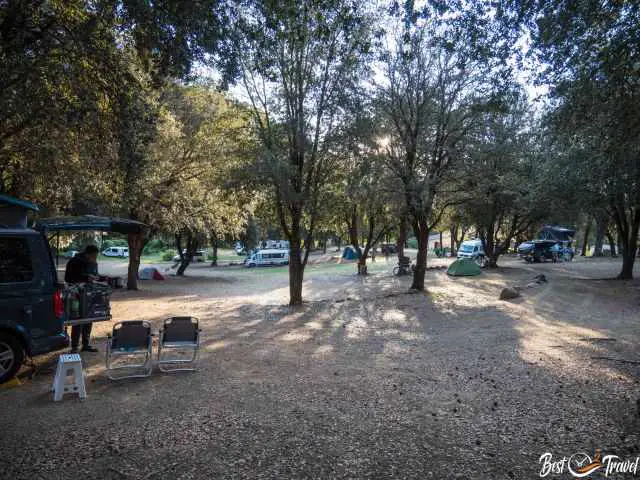 Our van and a few others on the terraced campground