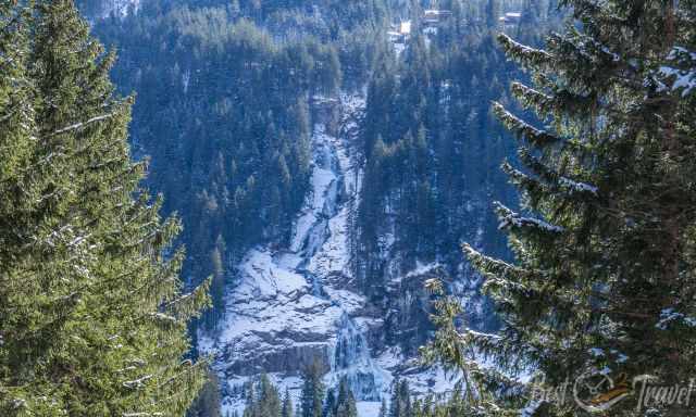 View to lower and middle part of Krimml waterfall