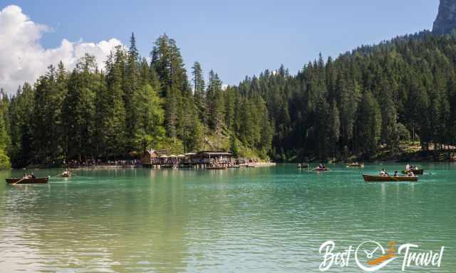 Rowing boats on Pragser Wildsee