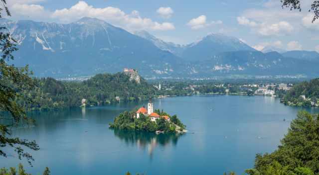 Lake Bled view from the hiking trail Mala Osojnica