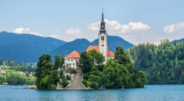 The Island in Bled with the Chapel of our Lay of Lourdes