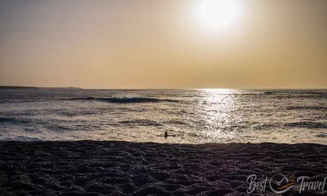 A woman swimming at Janubio