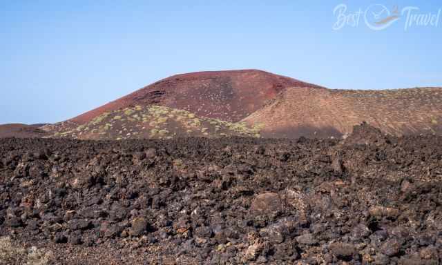 Red and black coloured volcanos