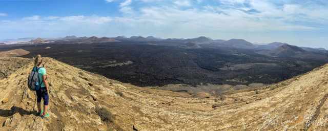 Panoramic view to many volcanos in Lanzarote