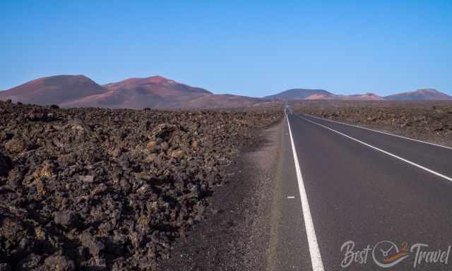 The road leading through the Timanfaya National Park to El Golfo
