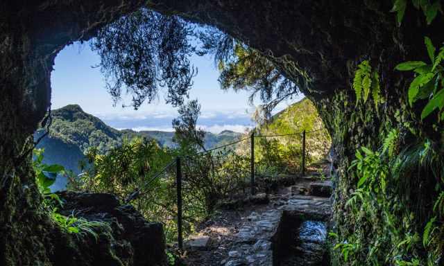 Levada Caldeirao do Inferno view out of the tunnel.