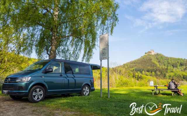 VW California at the foot of Hohenzollern Castle