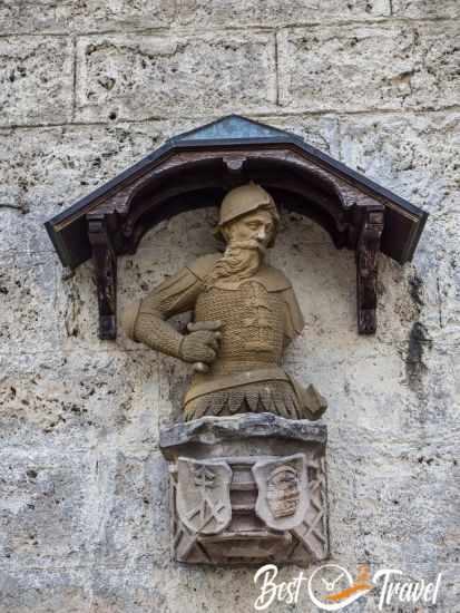 One of the statues inside the castles' courtyard.