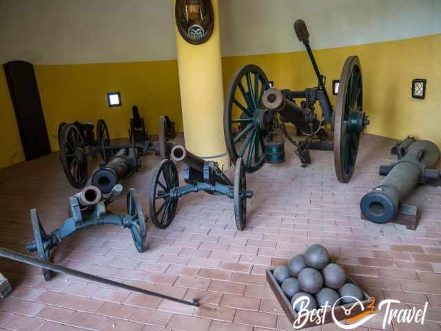 Ancient guns in the courtyard of Burg Lichtenstein