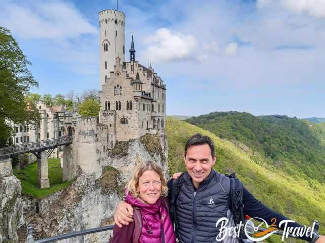 A couple in front of Lichtenstein Castle