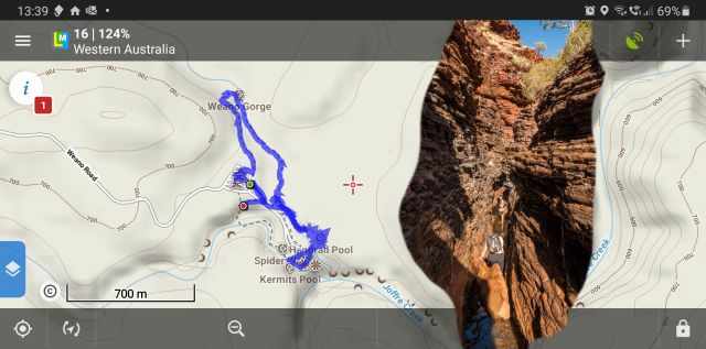 Locus Map used to hike through a slot canyon