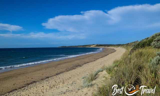 An empty beach and a blue sky