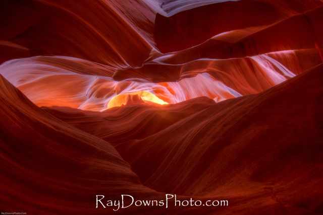 The red and orange sandstone in Lower Antelope Canyon