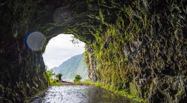 Old tunnel from former times on the R101 close to Sao Vicente