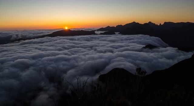 Sunrise from Bica de Cana with view to Pico Ruivo, Pico Arieiro