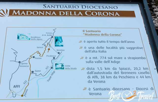 Map of Brentino, Spiazzi, Madonna della Corona and Monte Baldo