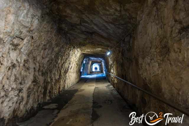 A tunnel leads to the church